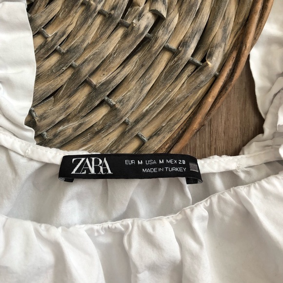 ZARA White Square Crop Top Wide Short Sleeve Medium - Picture 4 of 6